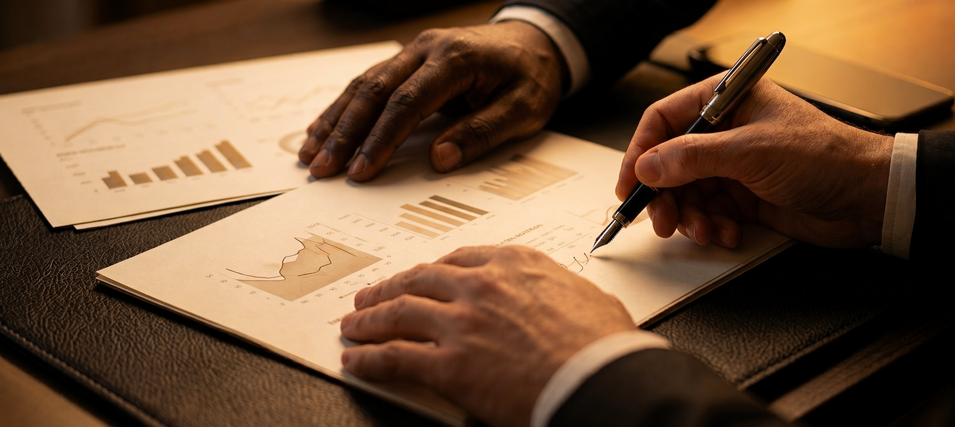 Fund managers reviewing investor documents